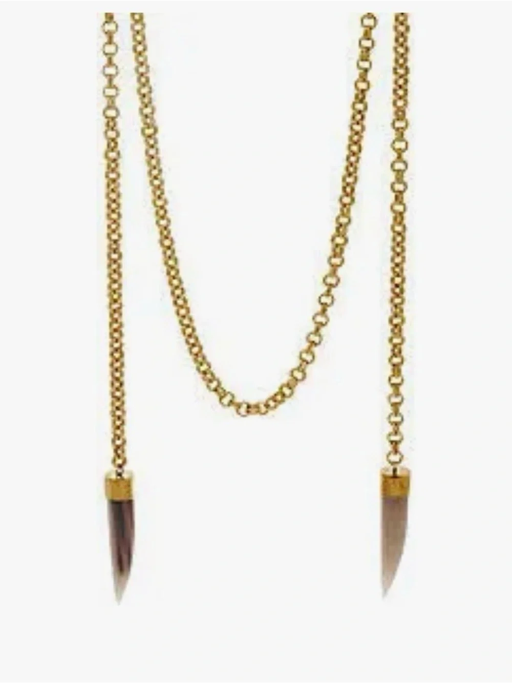 Soko Knotted Lariat Horn Talon Necklace, Goldtone with Tan Horns, QVC